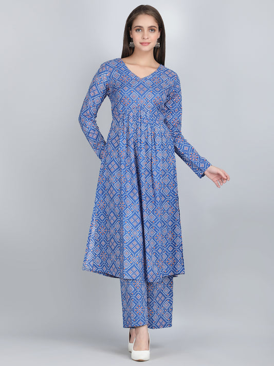 Jaipuri Bandhej Kurta Set